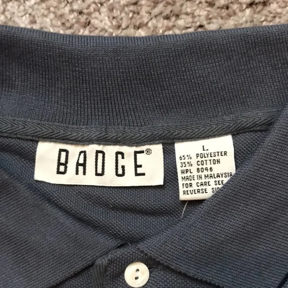 NWT Vintage 80s 90s Badge Gray Polo Shirt Sz Large